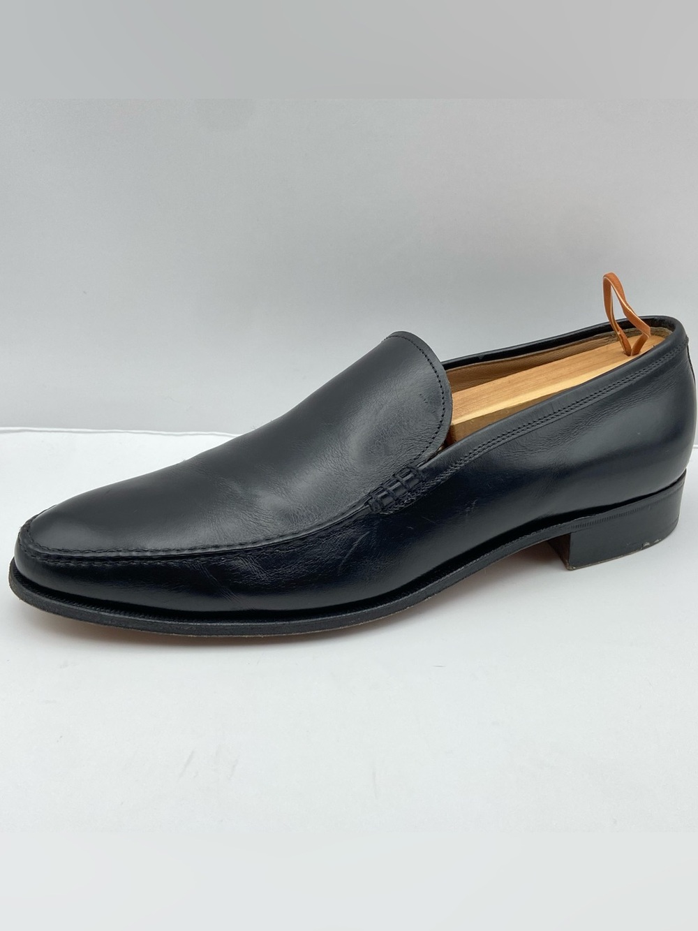 Gravati Italy Mens 9M Black Leather Venetian Loafers Handmade Dress Shoes